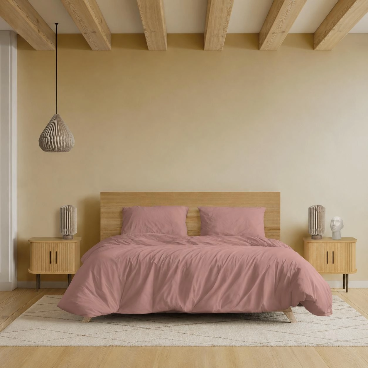 100% Cotton Duvet Cover Set – Dusty Pink - Image 2