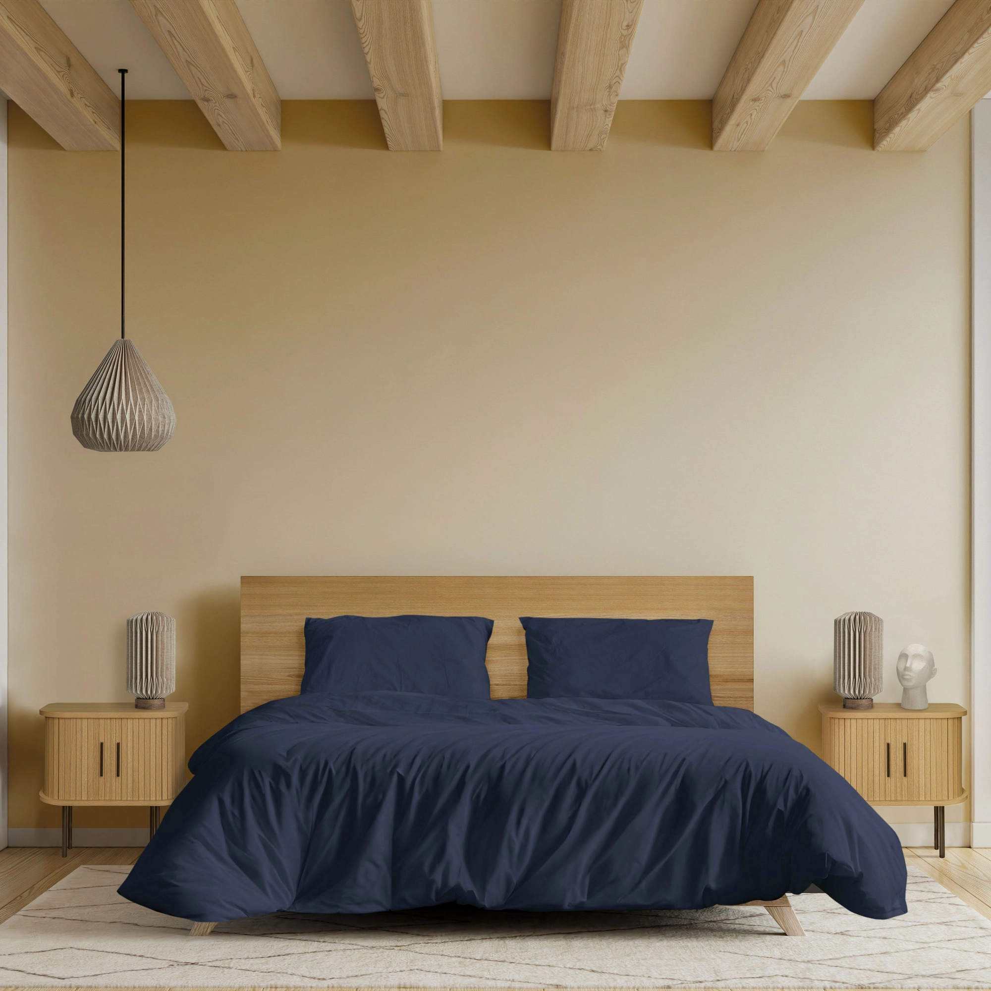 100% Cotton Duvet Cover Set – Indigo Blue - Image 2