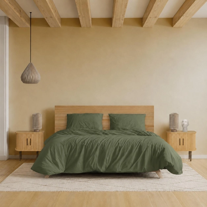 100% Cotton Duvet Cover Set - Moss Green - Image 2