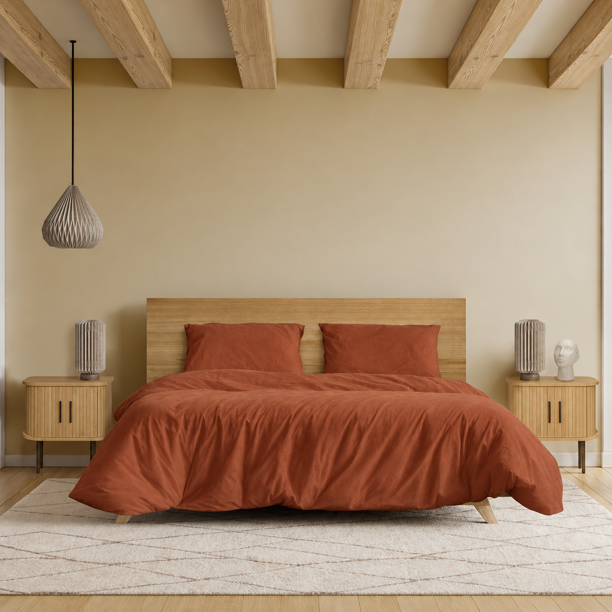 100% Cotton Duvet Cover Set - Warm Terracotta - Image 2